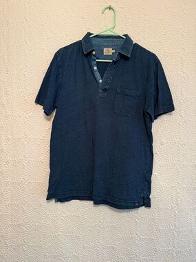 Faherty Navy Short-Sleeve Polo with Chest Pocket